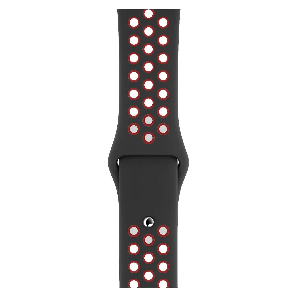 Apple Watch Uyumlu Silikon Delikli Spor Kordon Siyah Kırmızı (3)