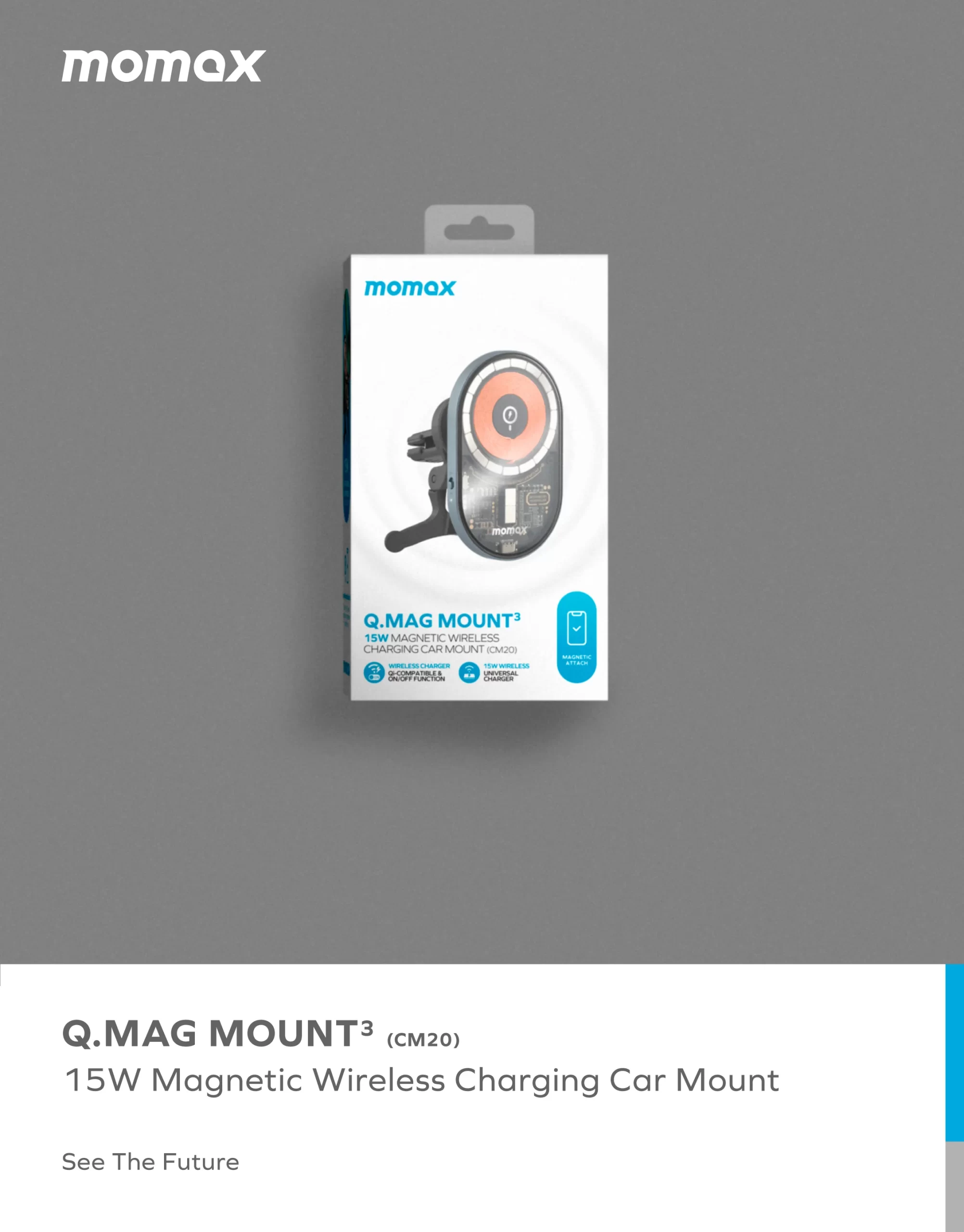 Momax MagSafe Kablosuz Araç Şarjı 15W 2024 (8)