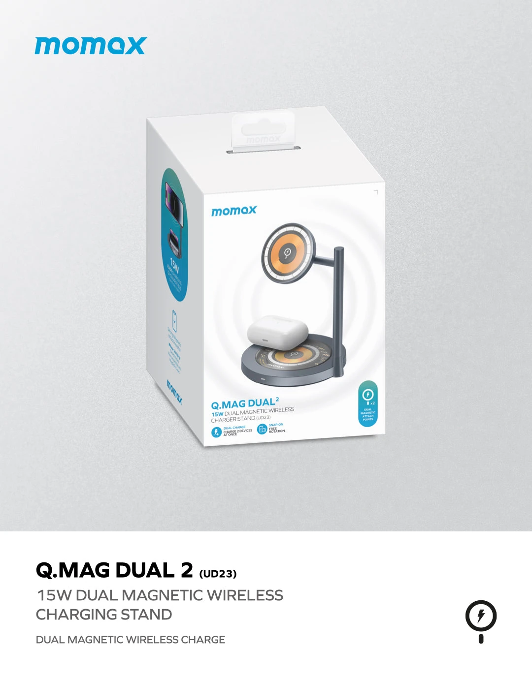 Momax Q.mag Dual 2 2 In 1 Wireless Şarj Standı 2024 (9)