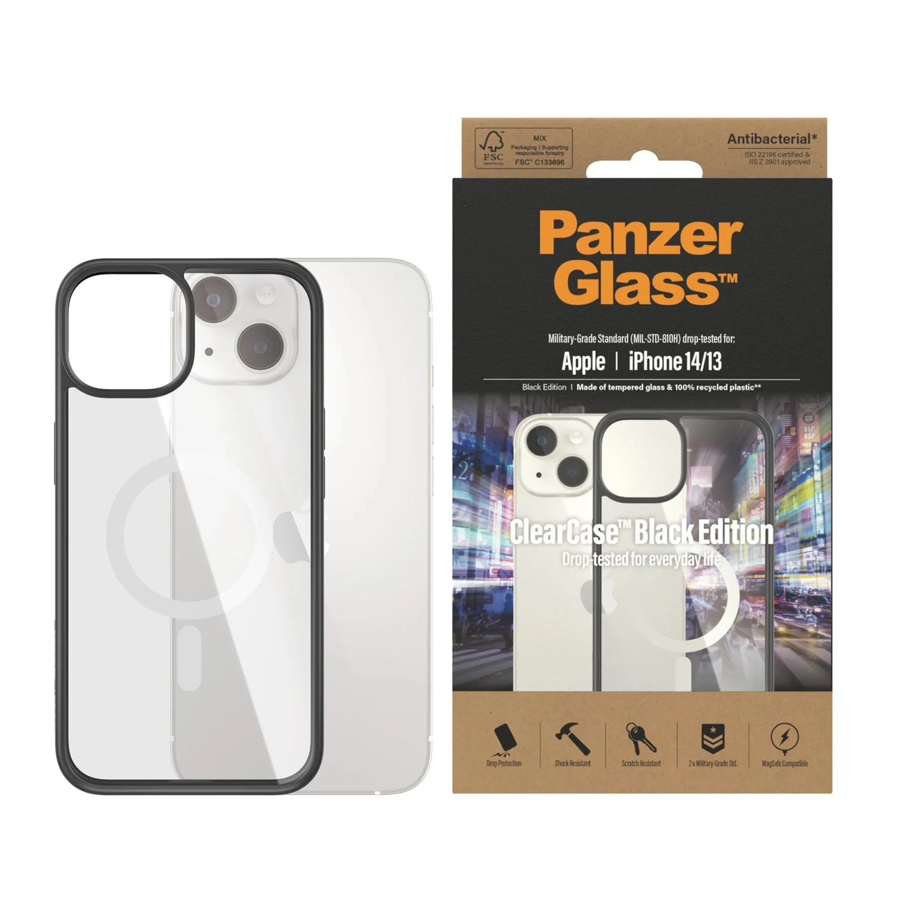 PanzerGlass™ MagSafe ClearCase Siyah Çerçeveli Kılıf iPhone 13 14 (3)
