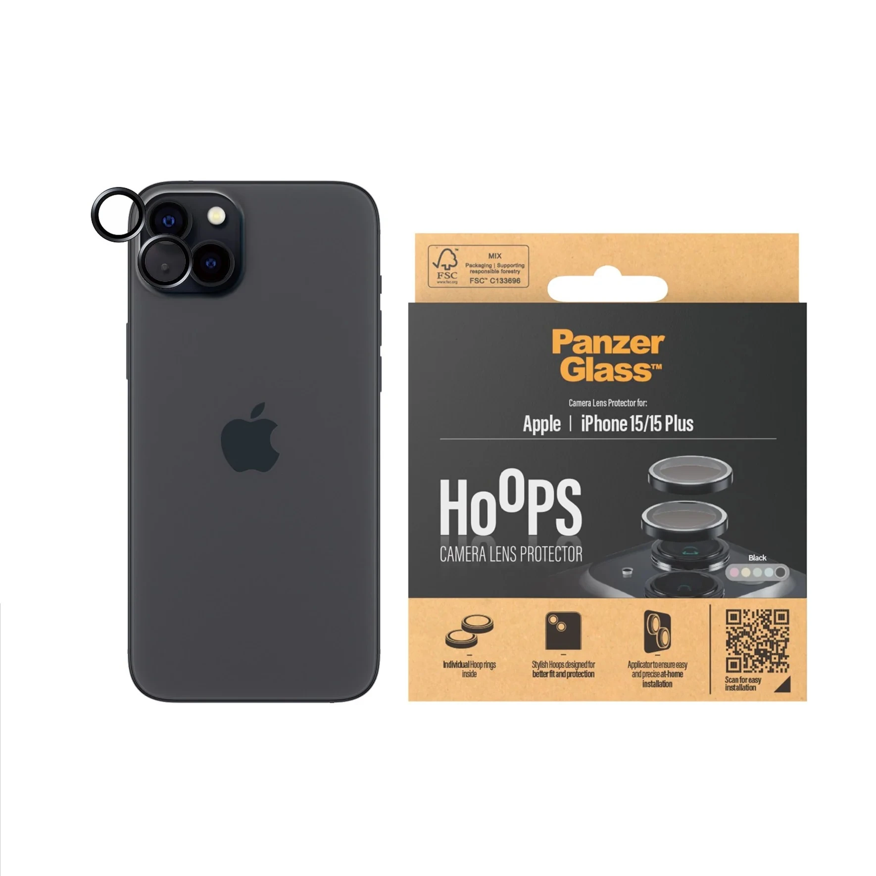 Panzerglass Hoops iPhone 15 15 Plus Black Kamera Koruyucu (5)