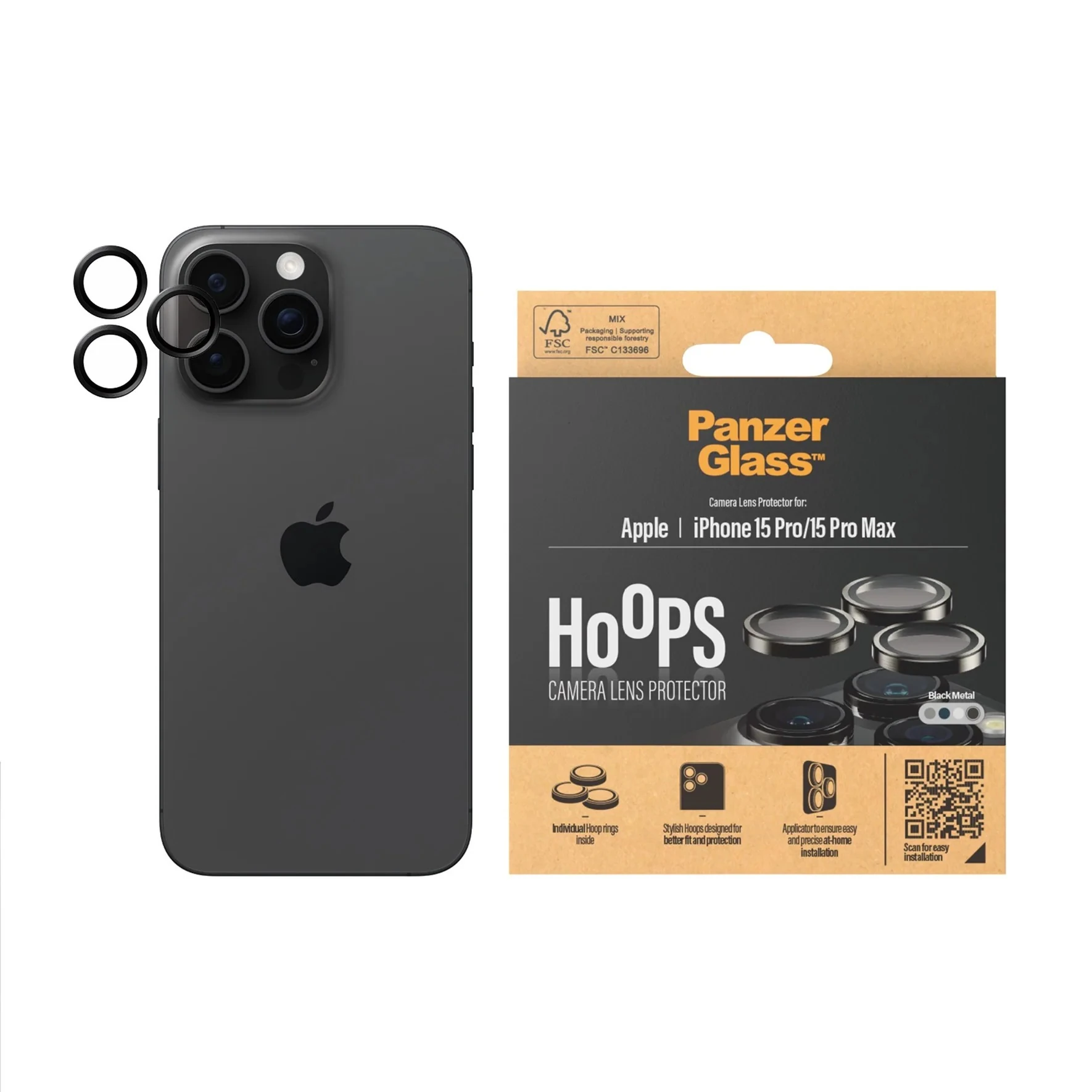 Panzerglass Hoops iPhone Black Kamera Koruyucu 15 Pro15 Pro Max (2)