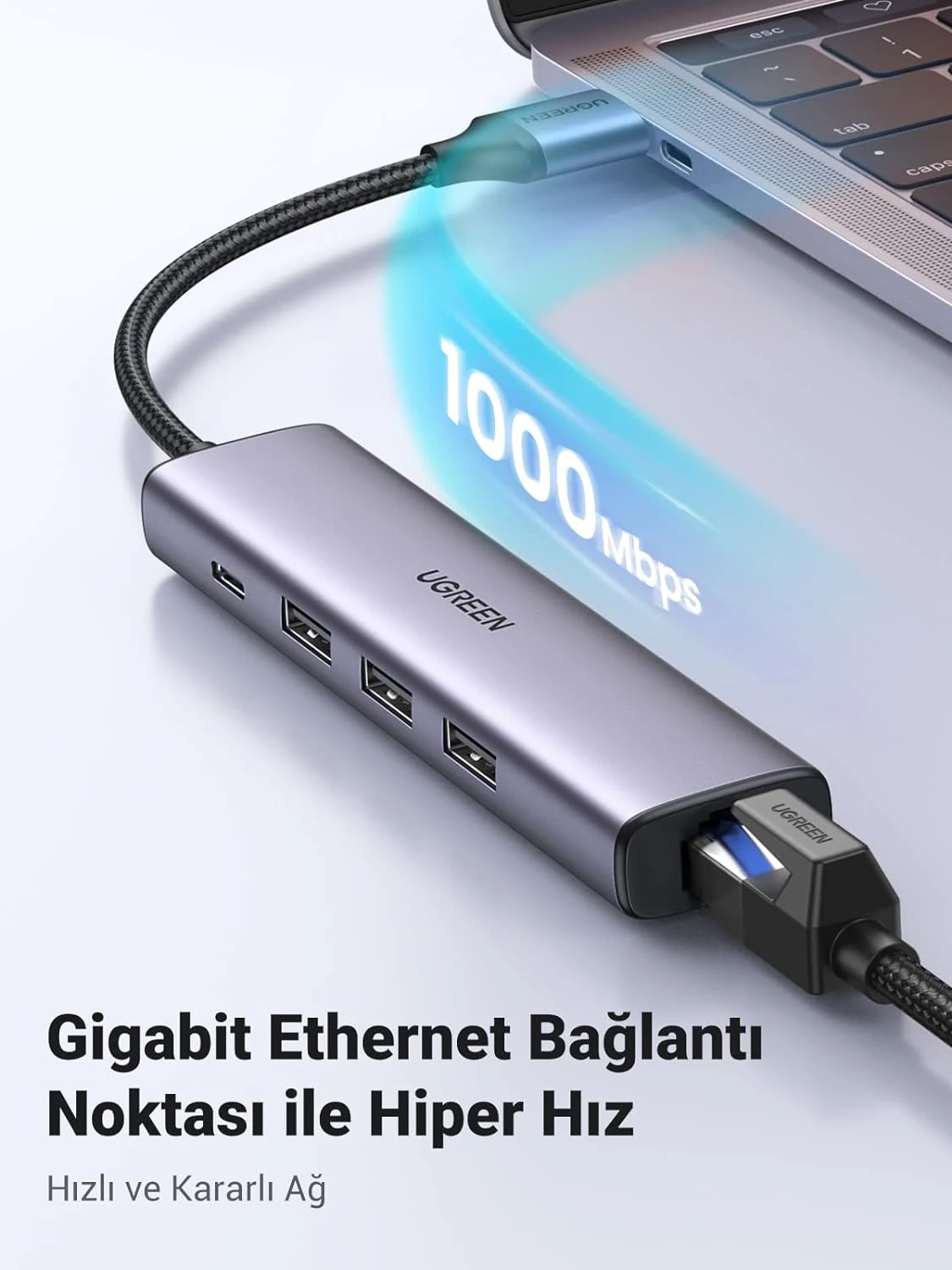 UGREEN USB Hub 3.0 USB LAN Adaptoru 3 Portlu USB 3.0 Ethernet Adaptoru Gigabit USB Ag Adaptoru 1000 Mbps 2024 (25)