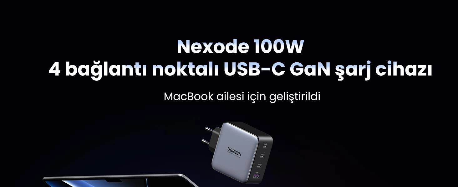 Ugreen Gan X 100W 4 Portlu PD USB C Hızlı Şarj Cihazı (11)
