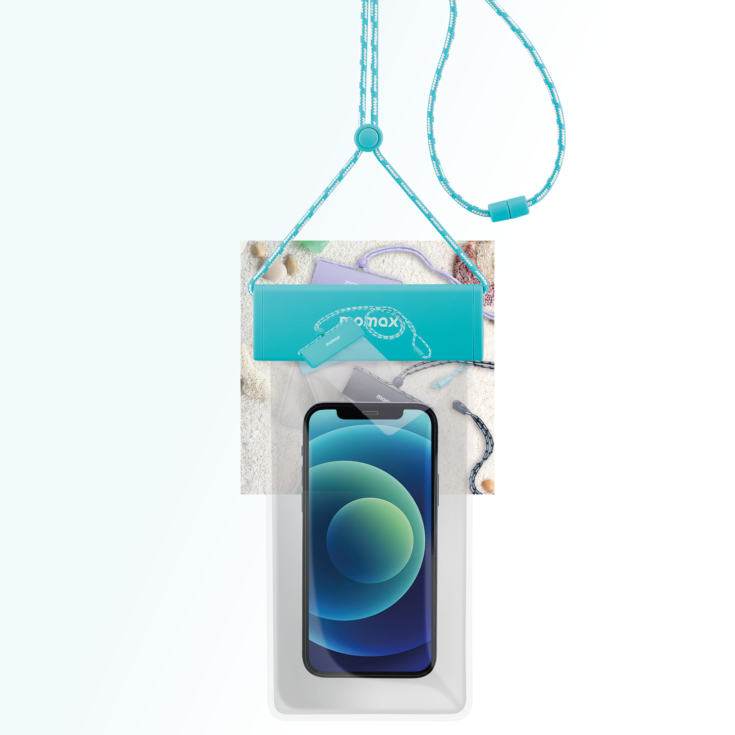 Momax Su Geçirmez Askılı iPhone Koruyucusu Mavi (1)